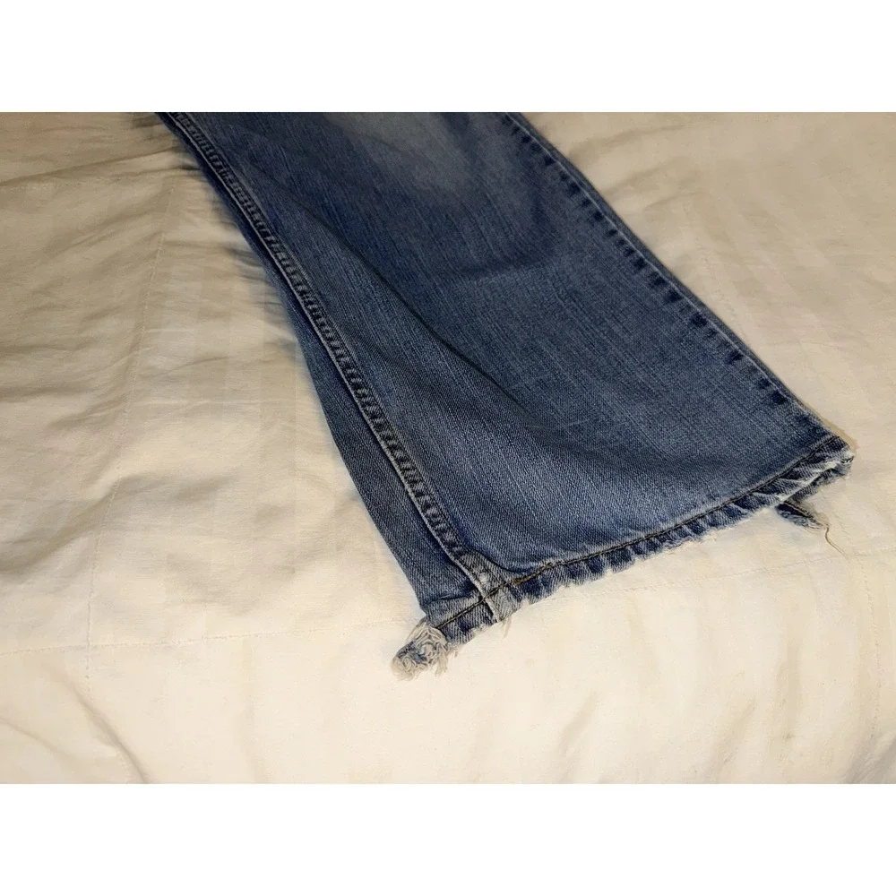 Levi's 569 Jeans Mens 34x32 Loose Straight Light Wash Distressed Frayed Hem